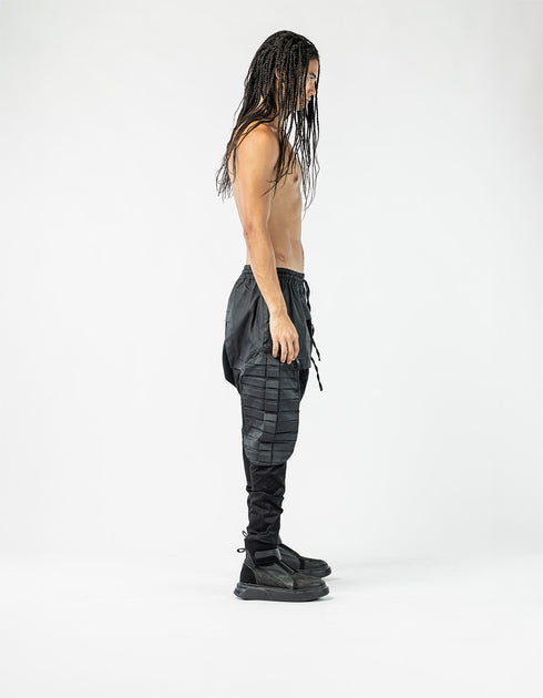 Men's Pants with Leather Details and Large Pockets