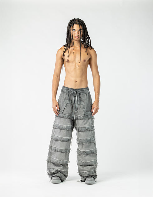 Men’s Wide-Leg Patchwork Denim Trousers