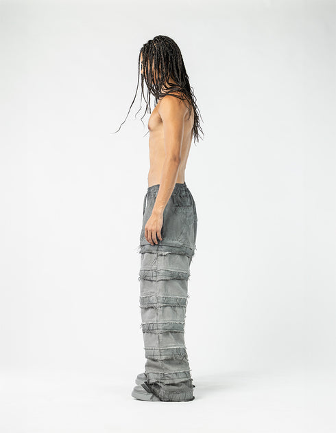 Men’s Wide-Leg Patchwork Denim Trousers