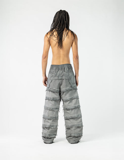 Men’s Wide-Leg Patchwork Denim Trousers