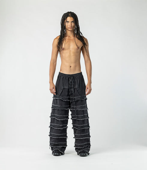 Men’s Wide-Leg Patchwork Denim Trousers