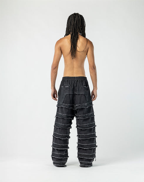 Men’s Wide-Leg Patchwork Denim Trousers