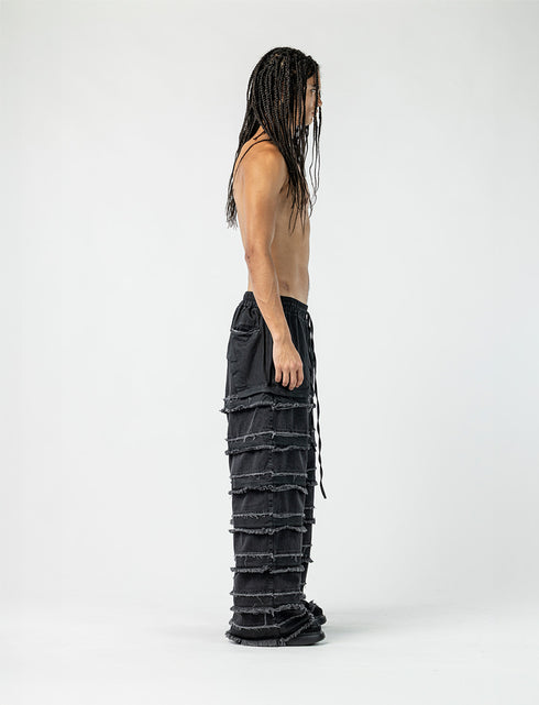 Men’s Wide-Leg Patchwork Denim Trousers