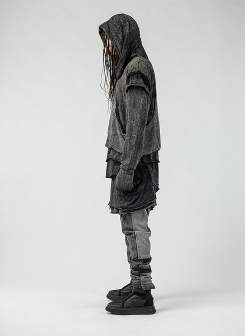 Men's Patchwork Cardigan with Vest Detail