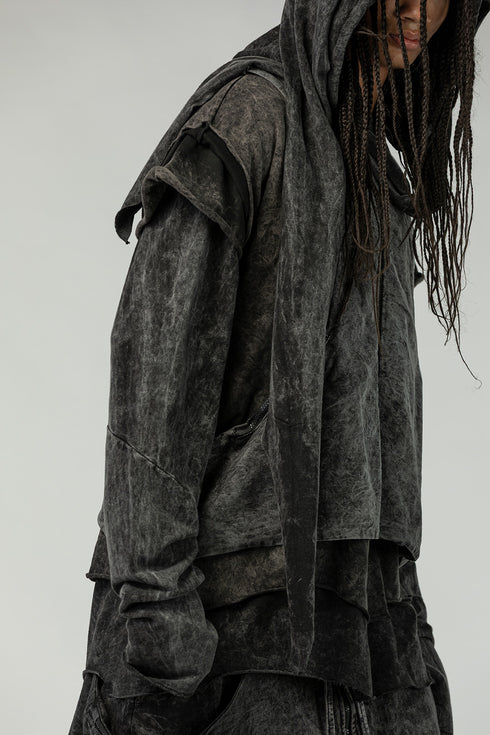 Men's Patchwork Cardigan with Vest Detail