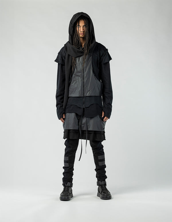 Men's Patchwork Cardigan with Vest Detail