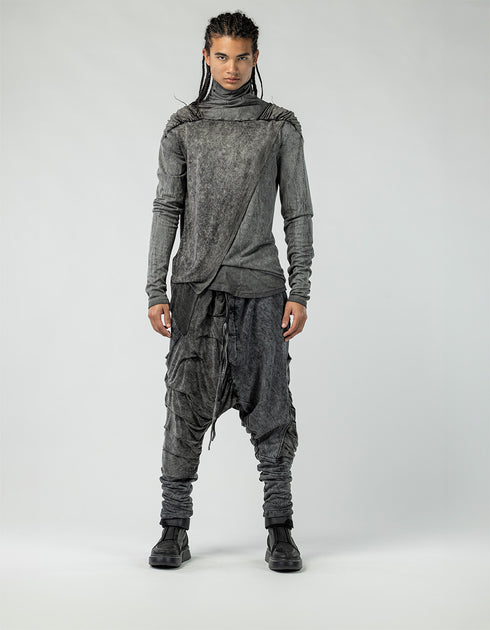 Men’s Ruched-Shoulder Turtleneck Sweatshirt