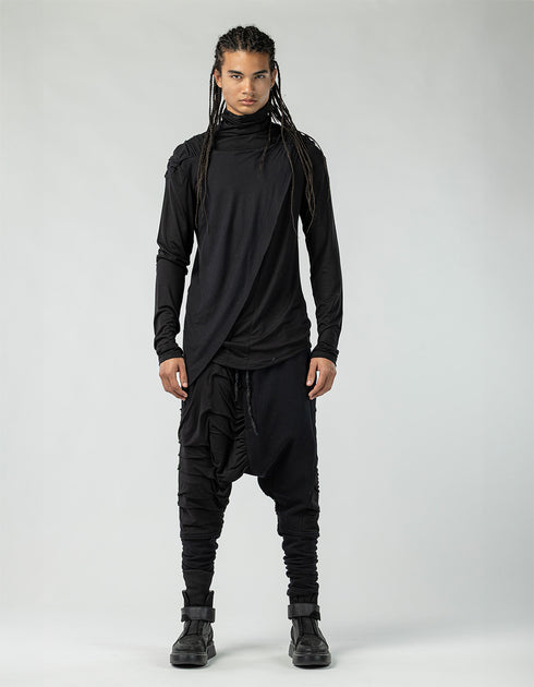 Men’s Ruched-Shoulder Turtleneck Sweatshirt