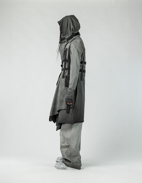 Men's Cardigan with Layered Front and Belt Detail