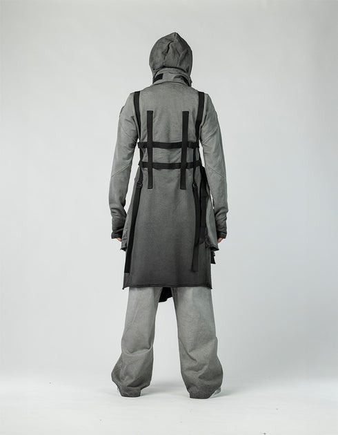 Men's Cardigan with Layered Front and Belt Detail