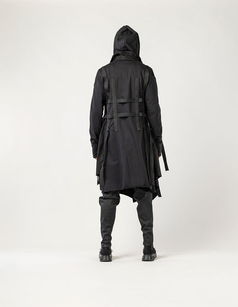 Men's Cardigan with Layered Front and Belt Detail