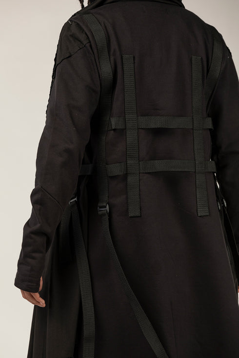 Men's Cardigan with Layered Front and Belt Detail