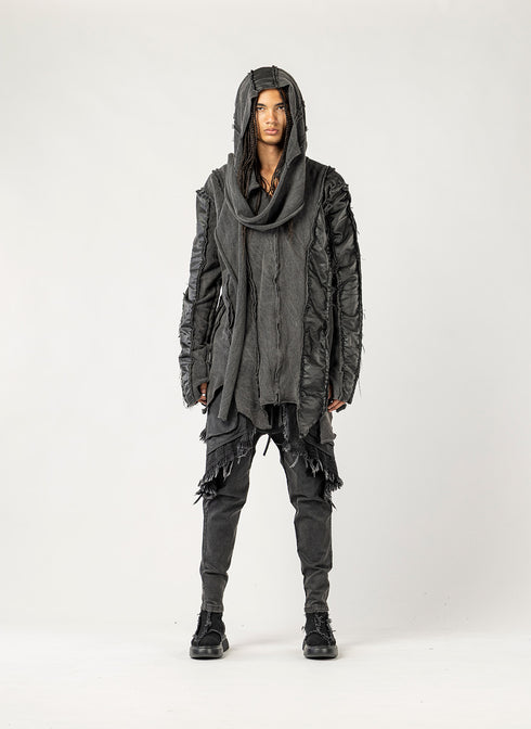 Men's Multi Panel Cardigan with Scarf Detail