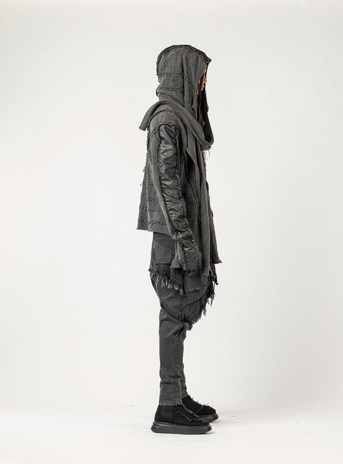 Men's Multi Panel Cardigan with Scarf Detail