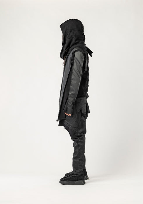 Men's Multi Panel Cardigan with Scarf Detail