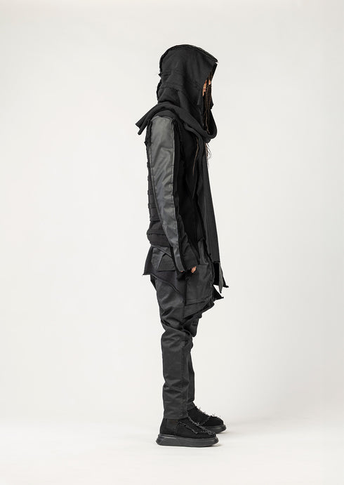 Men's Multi Panel Cardigan with Scarf Detail