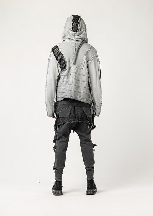 Men's Multi Panel Cardigan with Scarf Detail