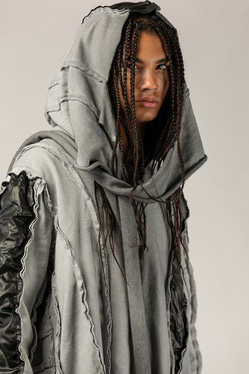 Men's Multi Panel Cardigan with Scarf Detail