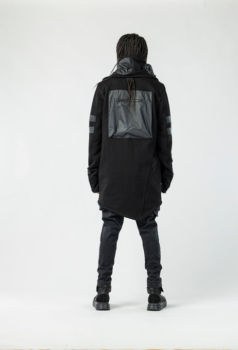 Men's Cardigan with Scarf Detail and Front Zipper