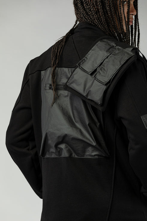 Men's Cardigan with Scarf Detail and Front Zipper