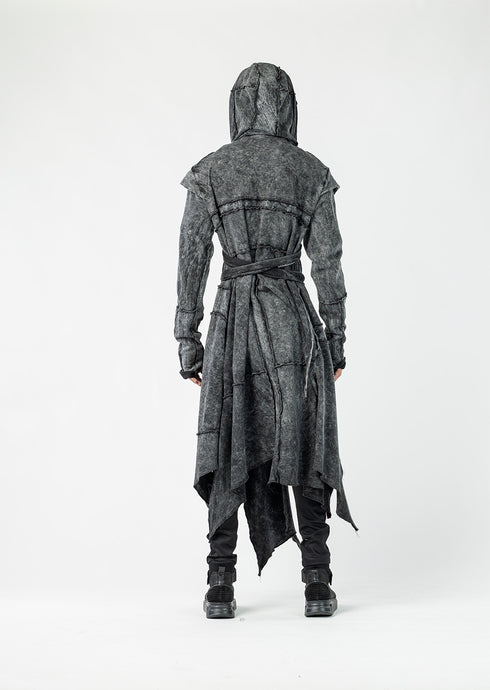 Men's Long Cardigan with Side Slit Hem