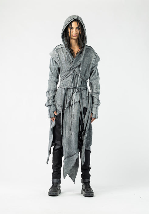 Men's Long Cardigan with Side Slit Hem