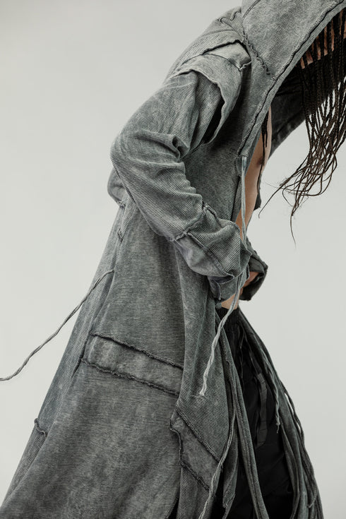 Men's Long Cardigan with Side Slit Hem