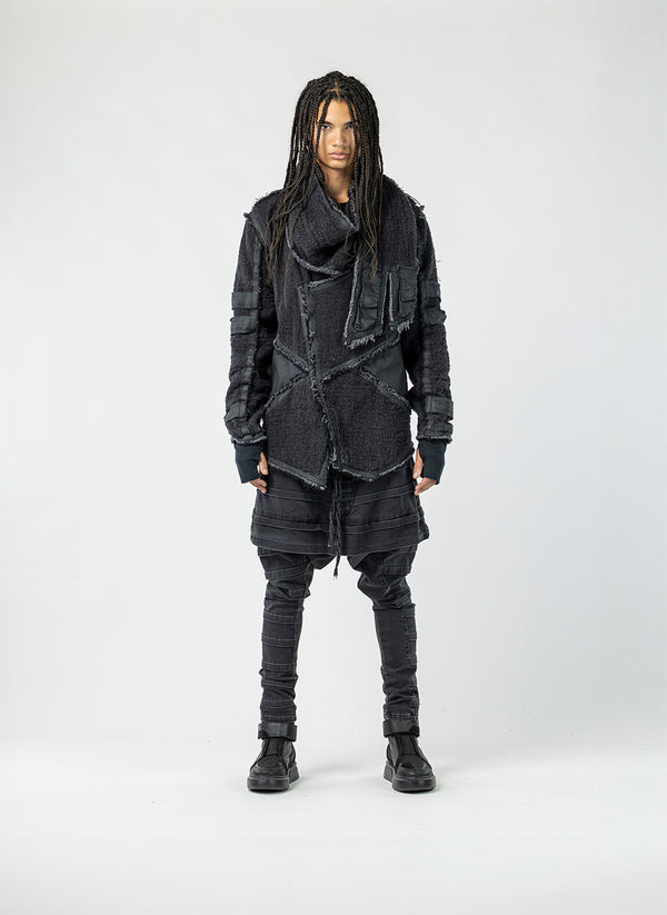 Men's Denim Jacket with Scarf Detail