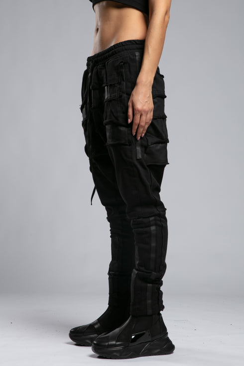 Side view layered tactical black jogger