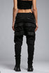 Back view avant garde black designer pants