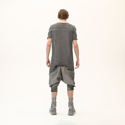 Men’s Multi-Pleated Capri Trousers with Piped Skirted Pockets