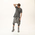 Men’s Multi-Pleated Capri Trousers with Piped Skirted Pockets