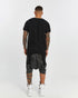 Men's T-Shirt with Ribbed Shoulders in Black back view with structured shape