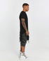 Men's T-Shirt with Ribbed Shoulders in Black detail view showing ribbed shoulder panels
