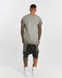 Men's T-Shirt with Ribbed Shoulders in Grey back view with structured shape
