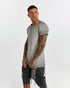 Men's T-Shirt with Ribbed Shoulders in Grey detail view showing ribbed shoulder panels