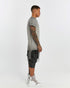 Men's T-Shirt with Ribbed Shoulders in Grey detail view showing ribbed shoulder panels