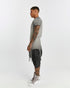 Men's T-Shirt with Ribbed Shoulders in Grey side view with extended side tabs