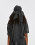 Women's Ribbed Bandana in Acid Black back view with tie detail