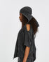 Women's Ribbed Bandana in Acid Black side view with elongated shape