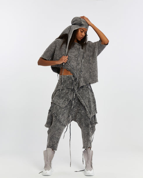 Women's Ribbed Bandana in Acid Grey combine 3