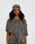 Women's Ribbed Bandana in Acid Grey front view with sculptural drape