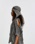 Women's Ribbed Bandana in Acid Grey side view with elongated shape