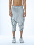 Junus Coban men’s wide pleated drop-crotch capri pants in grey front view