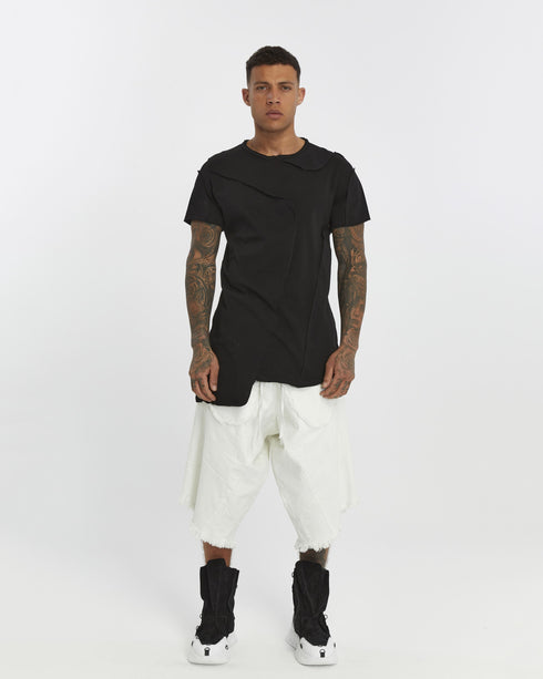 Junus Coban Asymmetric Overlock Seam Longline Men’s T-Shirt longline avant garde t-shirt