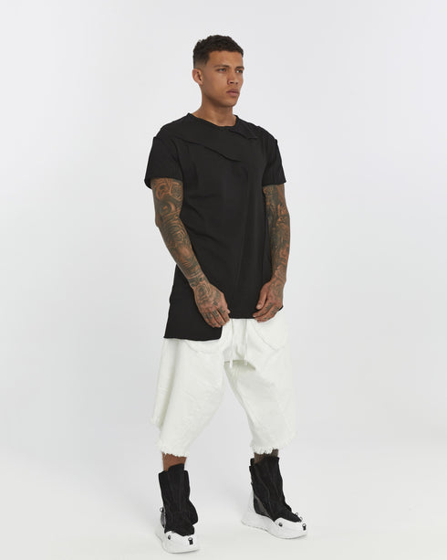 Junus Coban Asymmetric Overlock Seam Longline Men’s T-Shirt longline avant garde t-shirt
