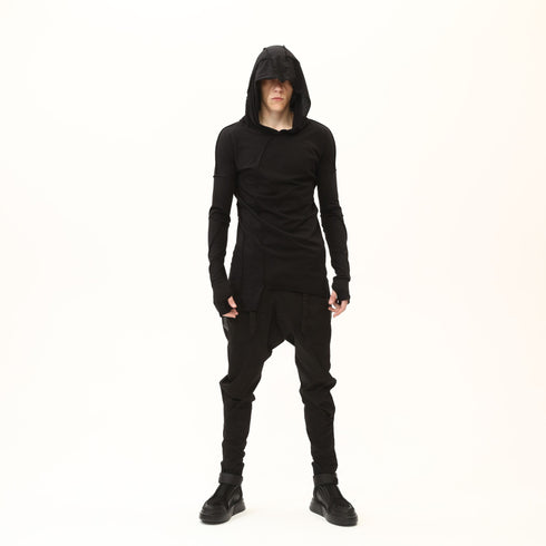 Junus Coban Asymmetric Raw-Seam T-Shirt Black