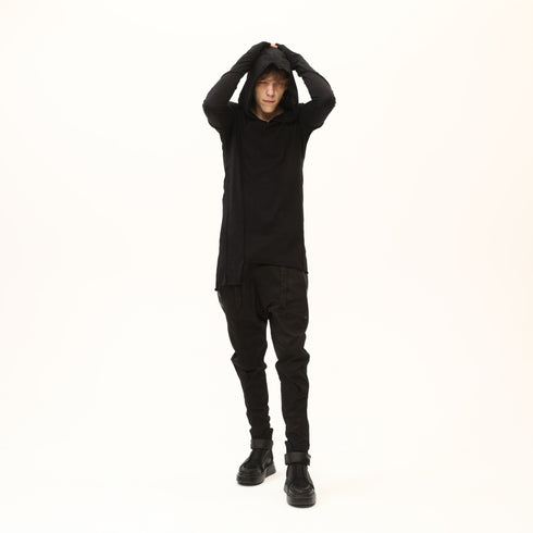 Junus Coban Asymmetric Raw-Seam T-Shirt Black