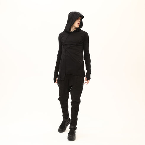 Junus Coban Asymmetric Raw-Seam T-Shirt Black