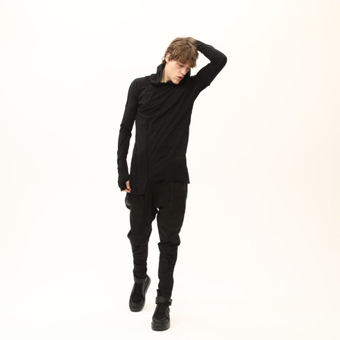 Junus Coban Asymmetric Raw-Seam T-Shirt Black